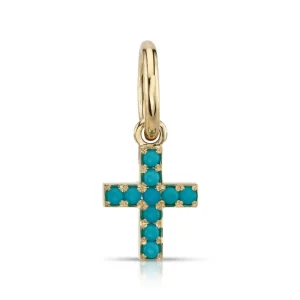 MINI PAVÉ CARMELA CROSS WITH GEMSTONES>SINGLE STONE New