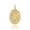 20mm FLORAL ENGRAVED OVAL PENDANT>SINGLE STONE Best