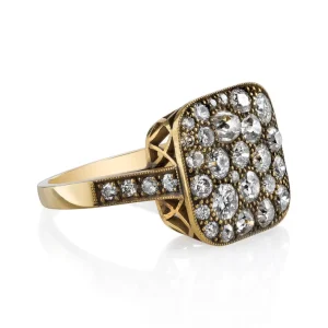 SMALL SQUARE COBBLESTONE RING>SINGLE STONE New