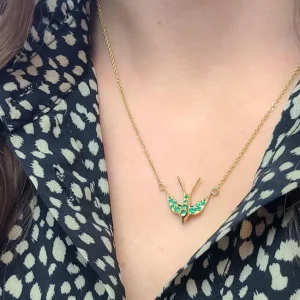 SMALL SWALLOW NECKLACE WITH GEMSTONES>SINGLE STONE Hot