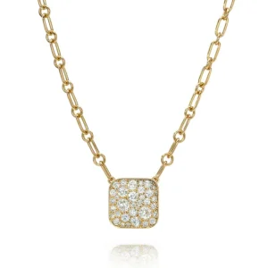 SQUARE COBBLESTONE PENDANT NECKLACE>SINGLE STONE Clearance