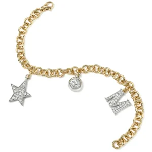 THREE CHARM BRACELET - TWO TONE>SINGLE STONE Outlet